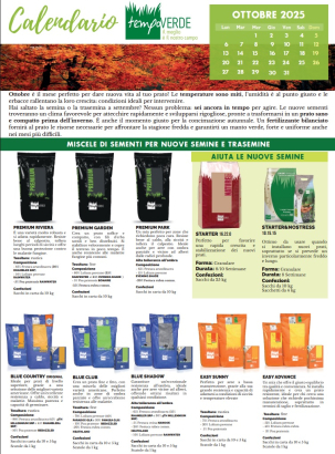 Calendario Tempoverde OTTOBRE 2025